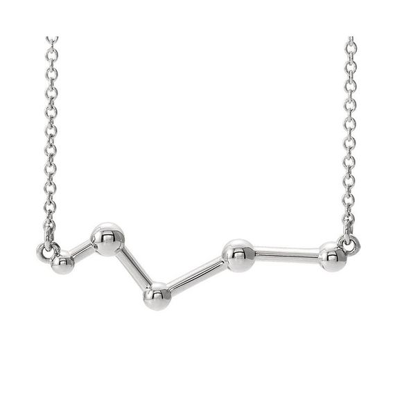 14k White Gold Constellation Bar Necklace, 18 Inch - Picture 1 of 3